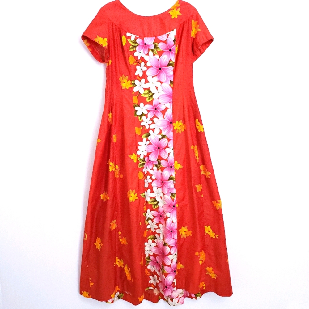 Vintage Ui- Maikai Hawaiian Shortsleeve Beautiful Orange,Pink, Floral Ma…